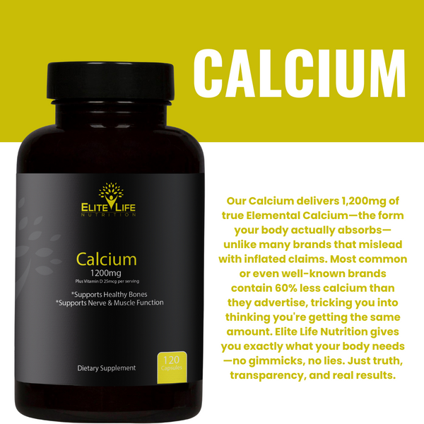 Calcium 1200mg Elemental – 100% Real Calcium (Unlike Most Brands) - With Bioavailable Capsules & Vitamin D