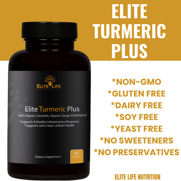 Elite Turmeric Plus - 1700mg Organic Turmeric, Curcumin and Ginger with Bioperine For Maximum Absorption