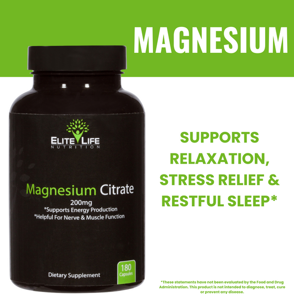 Magnesium Citrate - 200mg Per Serving - Pure, High-Potency, Bioavailable Mineral
