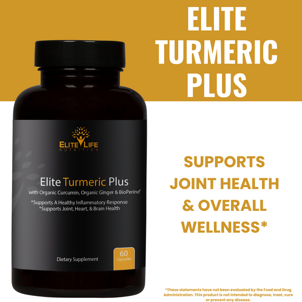 Elite Turmeric Plus - 1700mg Organic Turmeric, Curcumin and Ginger with Bioperine For Maximum Absorption