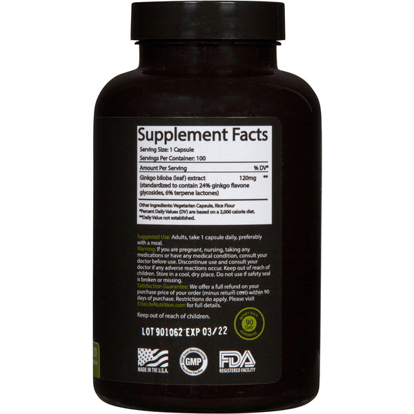 Pure Ginkgo Biloba 120mg - Breakthrough Brain Support Nutrient