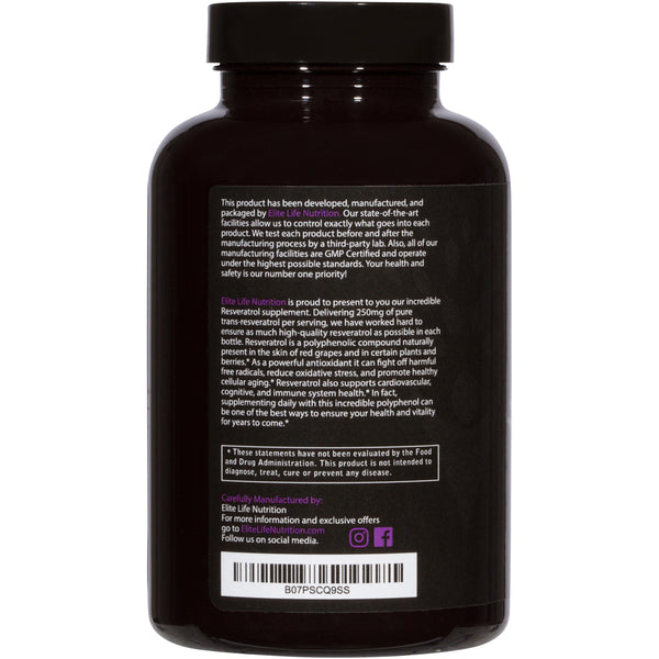 Pure Resveratrol 250mg - Trans-Resveratrol - Super Antioxidant For Cellular Health